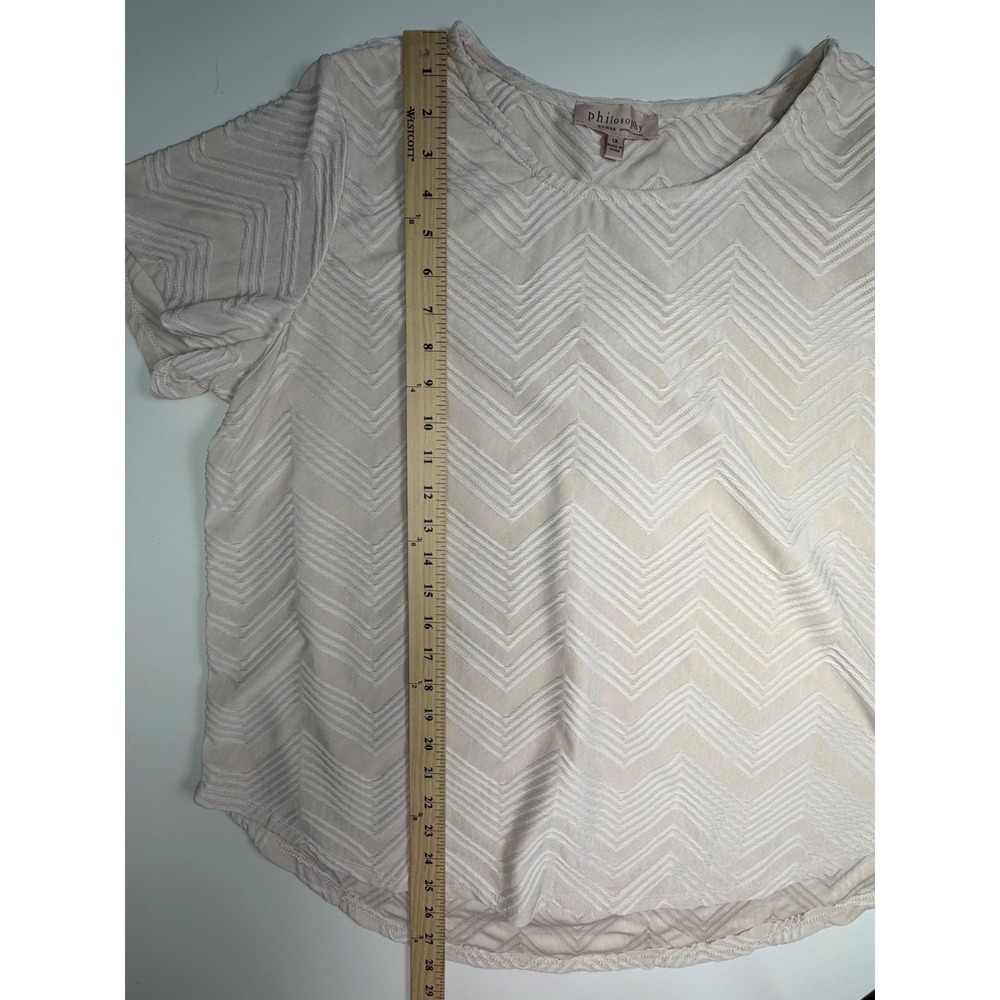 Philosophy Republic Clothing Womens 1X Cream Chevron Textured Blouse Top - Picture 7 of 9